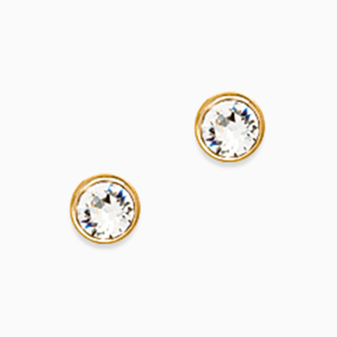 Gold Plated Colored Stones Stud Earrings