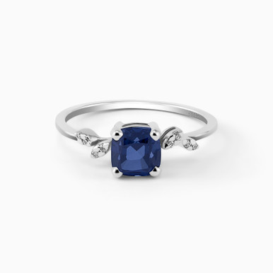 Circle Diamond & Blue Stone Ring in 18K Gold - ERG00040SB