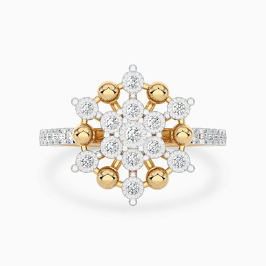 Flower Diamond Ring in 18K Gold - SAR04035-14