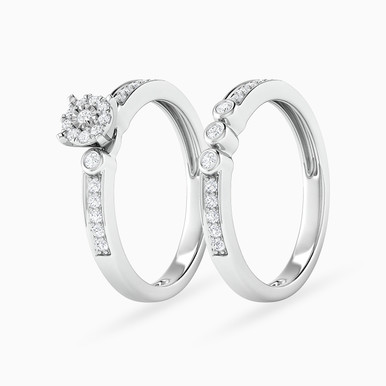 Circle Diamond Twin Rings in 18K Gold - RN403361W18DI1