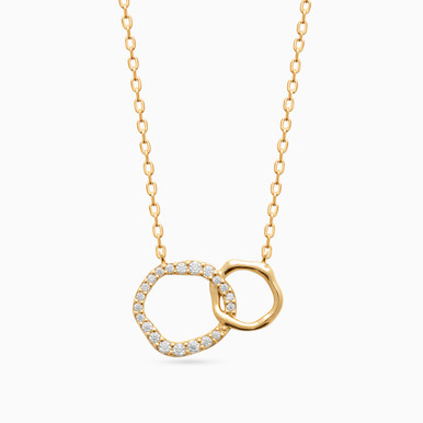 Circle Clear Stone Gold Plated Necklace - 97385945
