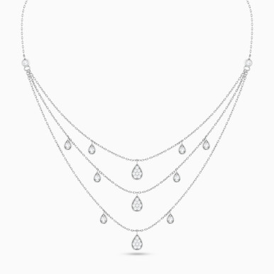Pear Diamond Layered Necklace in 18K Gold - NT401268W18DI1