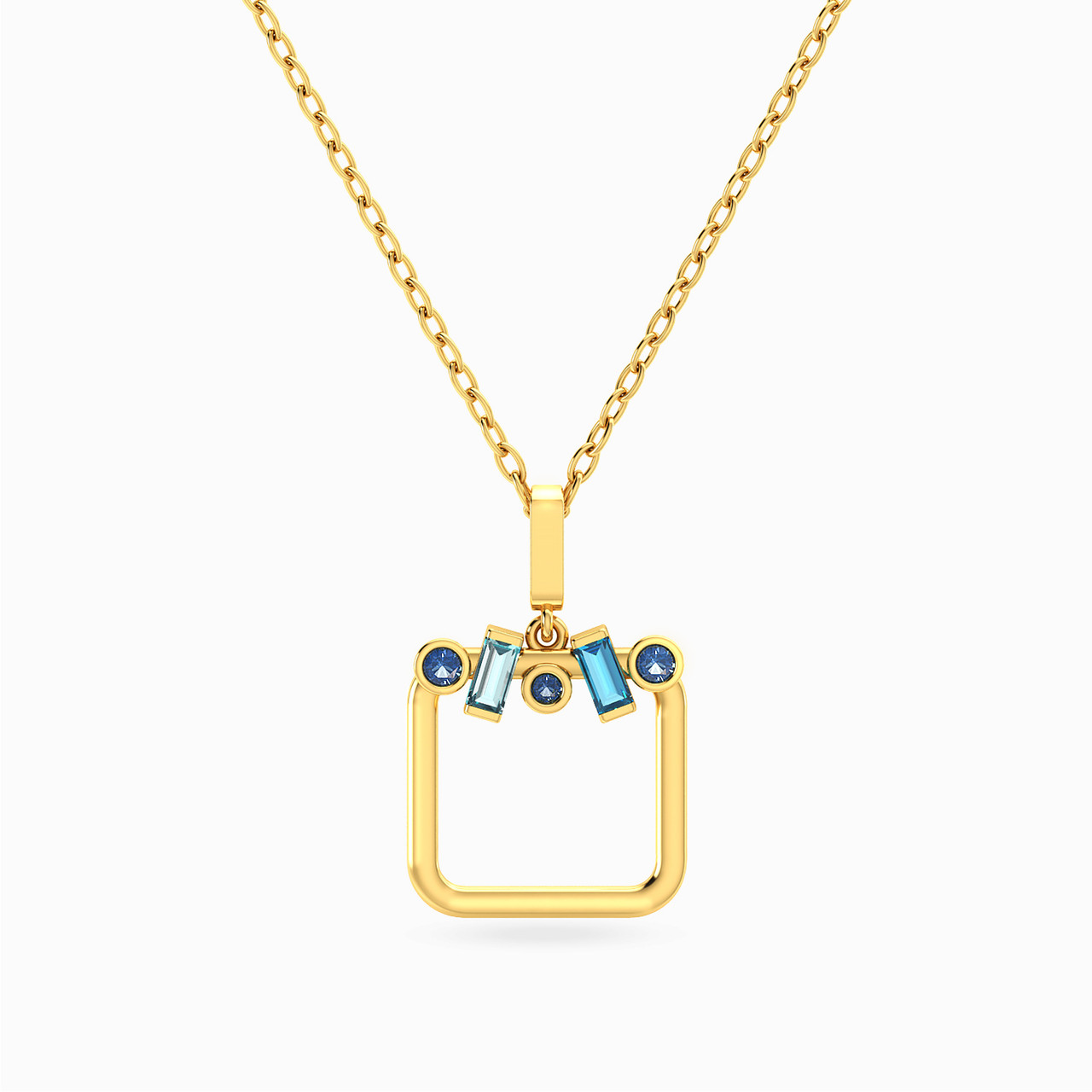 18K Gold Colored Stones Pendant Necklace