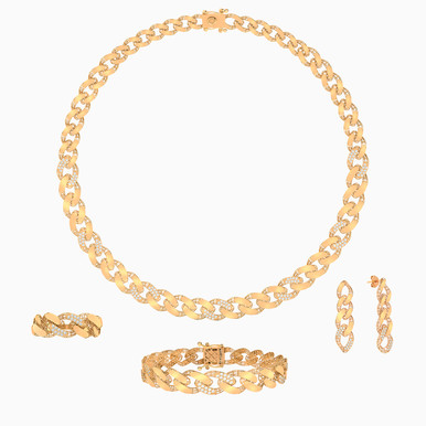 Links Cubic Zirconia Full Set in 21K Gold (4 Pieces) - 12001110618