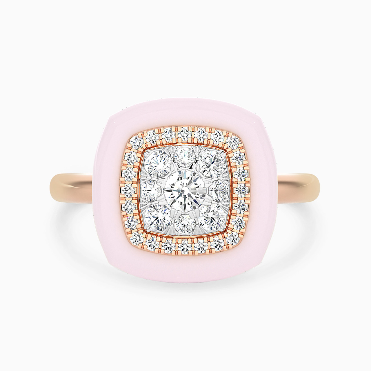 18K Gold Diamond & Enamel Coated Statement Ring