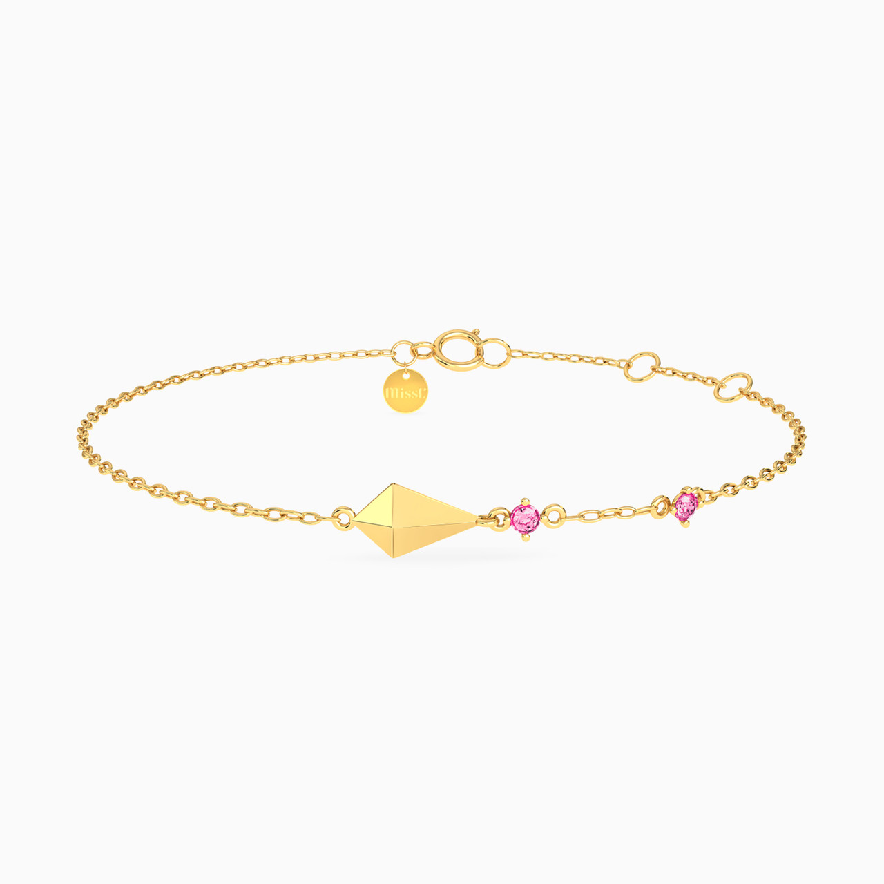 18K Gold Colored Stones Chain Bracelet