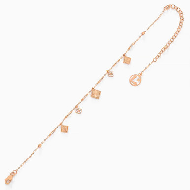 Square Cubic Zirconia Chain Anklet in 21K Gold - 22036110009