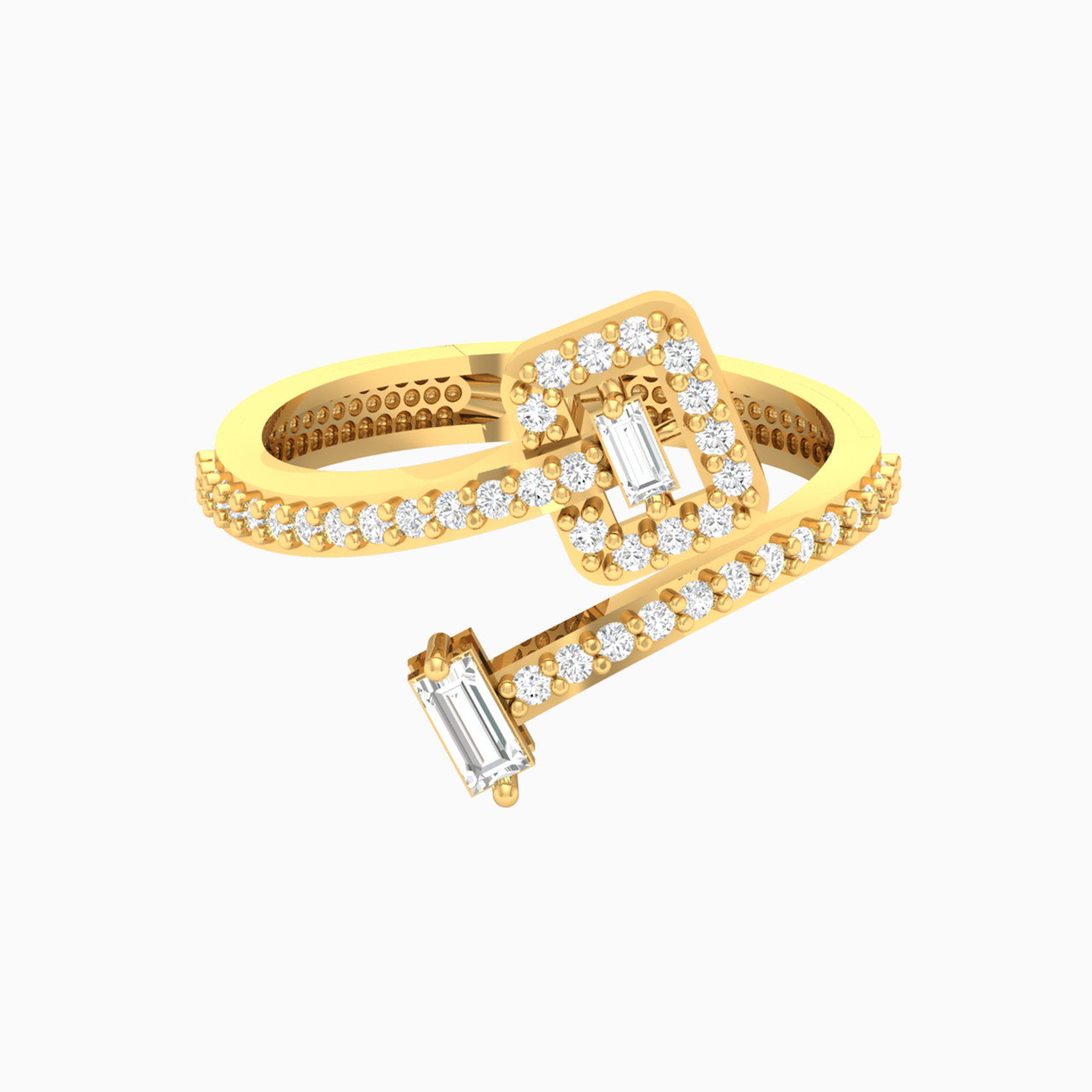 18K Gold Cubic Zirconia Two-headed Ring