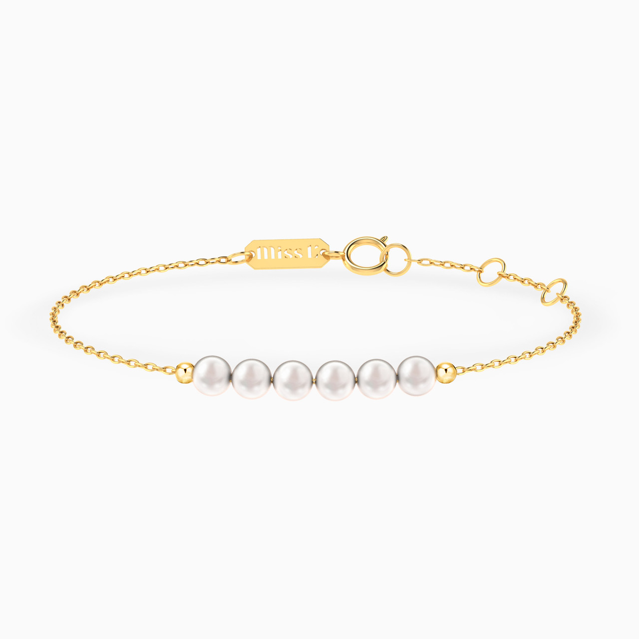 Round Pearls Chain Bracelet in 18K Gold