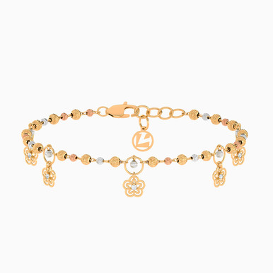 Flower Cubic Zirconia Chain Bracelet in 21K Gold - 22010020250 Flower Cubic Zirconia Chain Bracelet in 21K Gold - 22010020250