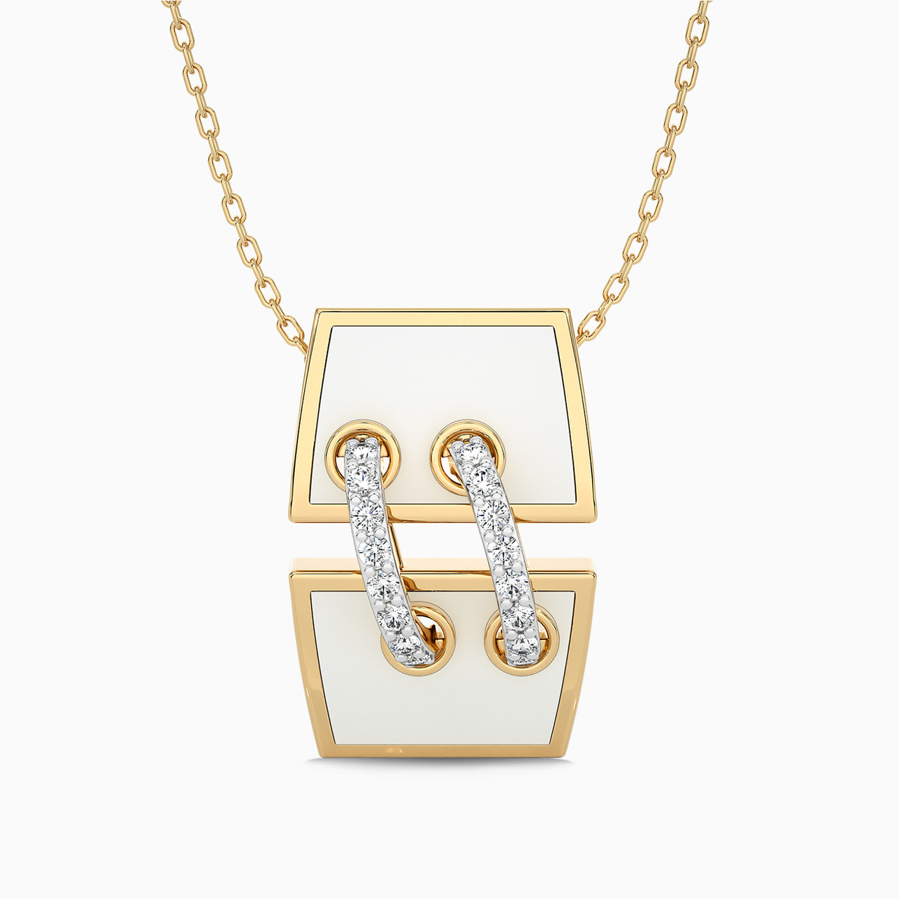 18K Gold Diamond & Enamel Coated Pendant Necklace