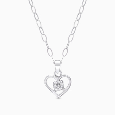 Kids Heart Diamond Necklace in 18K Gold - LNE00035