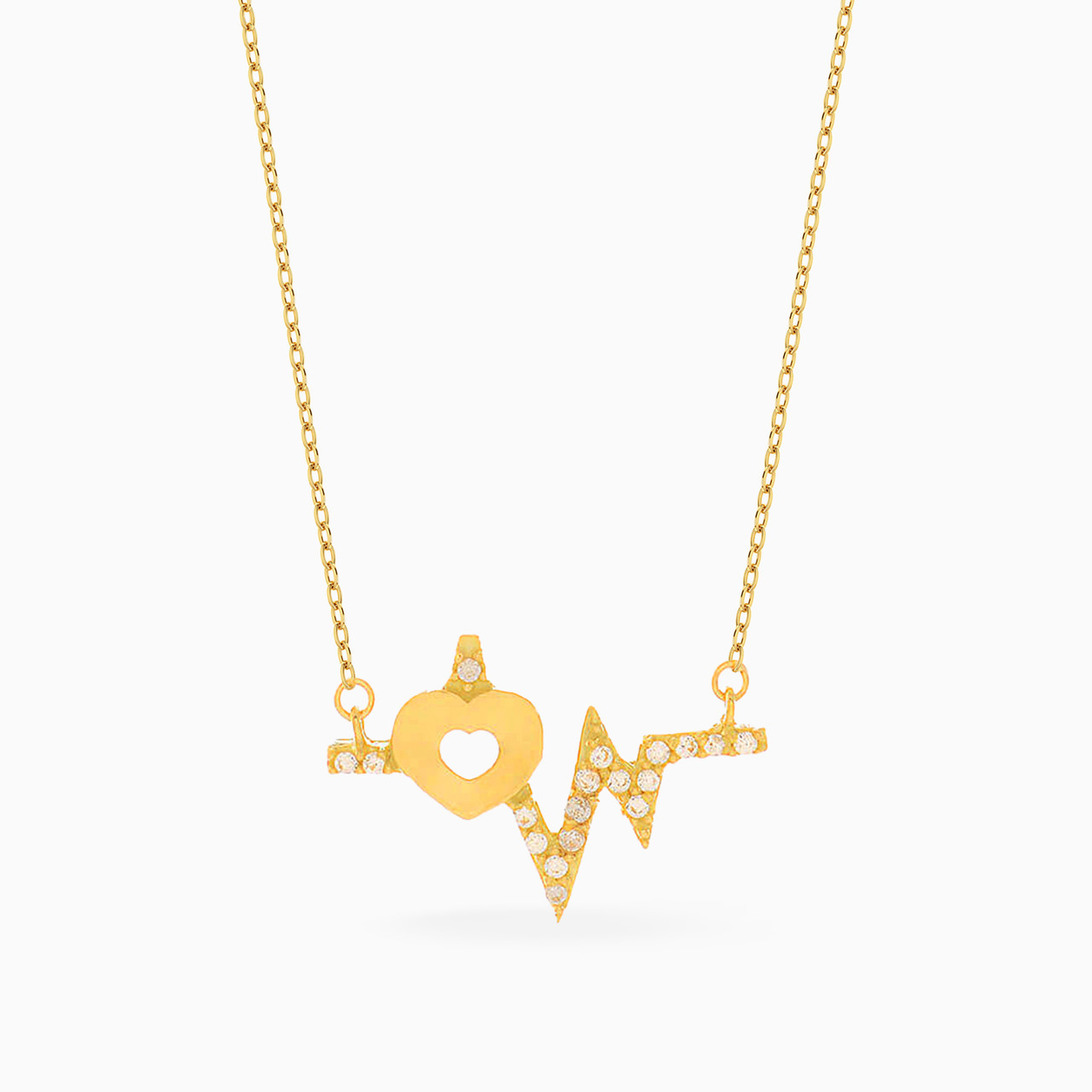 18K Gold Cubic Zirconia Pendant Necklace