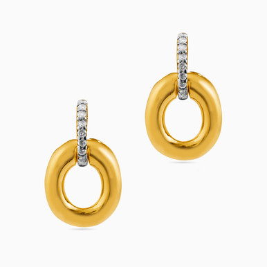 Circle Diamond Drop Earrings in 18K Gold - LEA00011