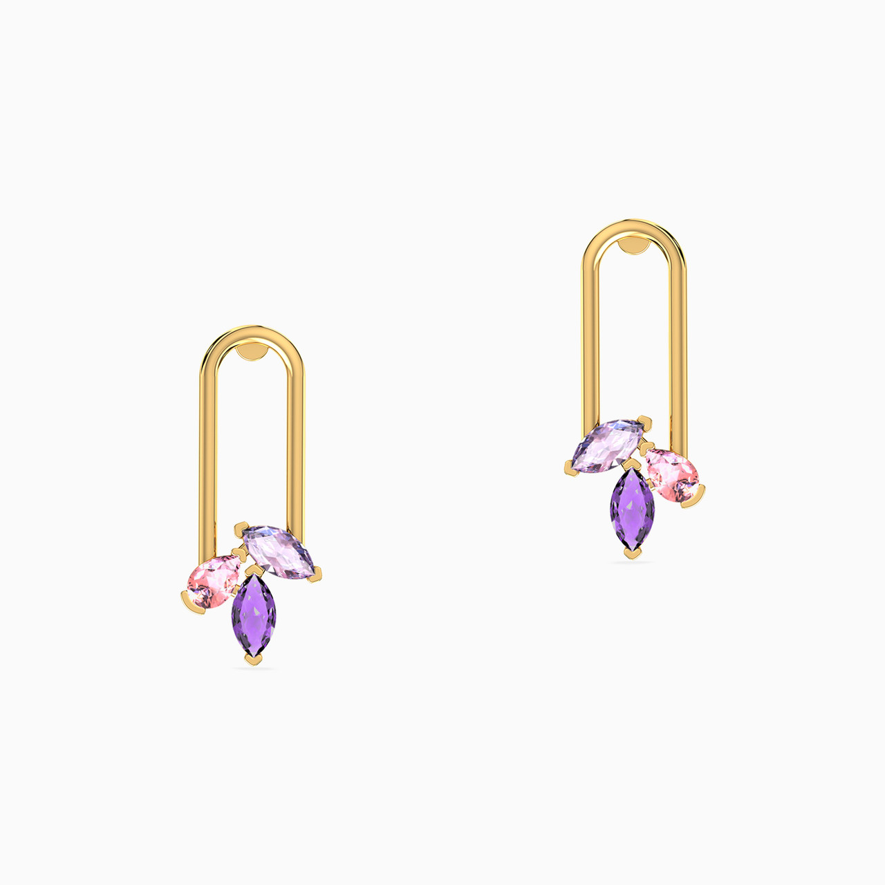 18K Gold Colored Stones Drop Earrings