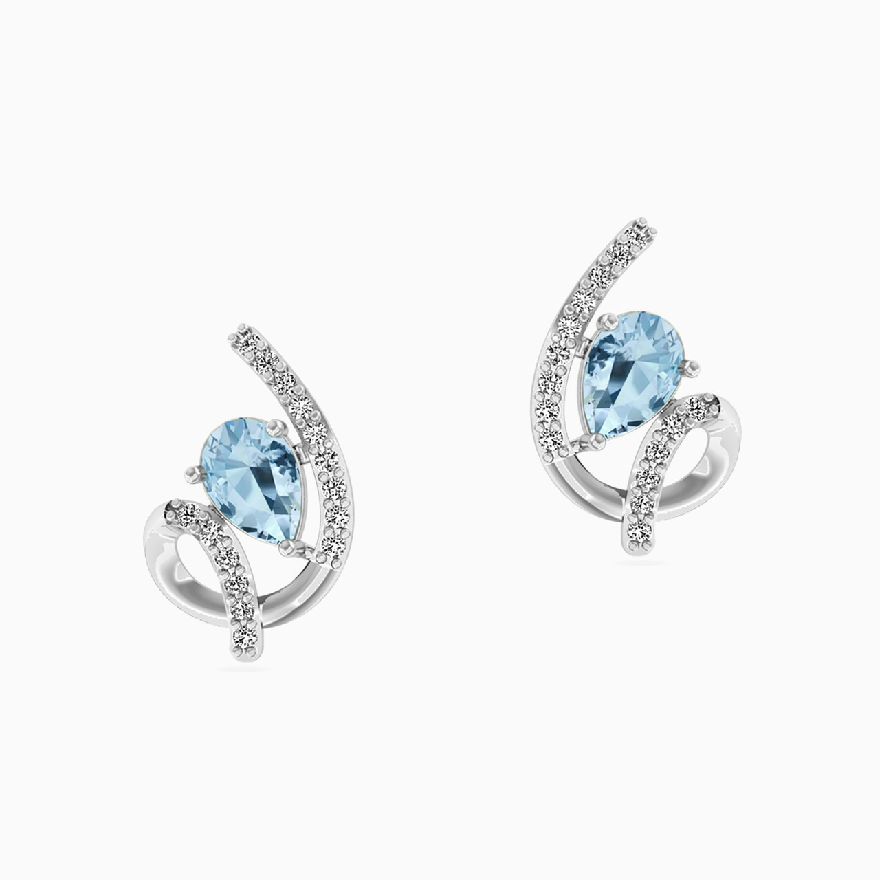 18K Gold Diamond & Colored Stones Stud Earrings