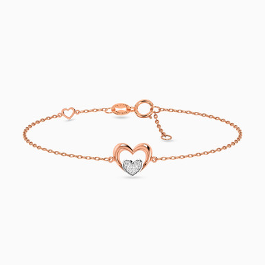 Heart Diamond Chain Bracelet in 18K Gold - 111302300008