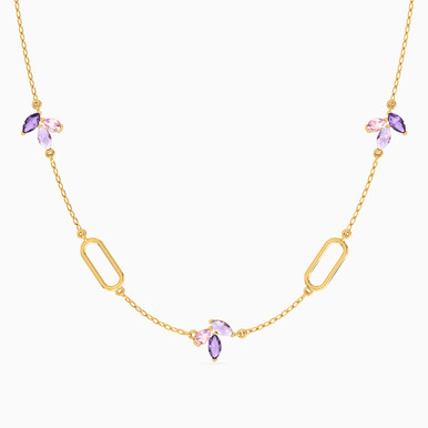 Marquise Purple Stone Chain Necklace in 18K Gold - 21046110881