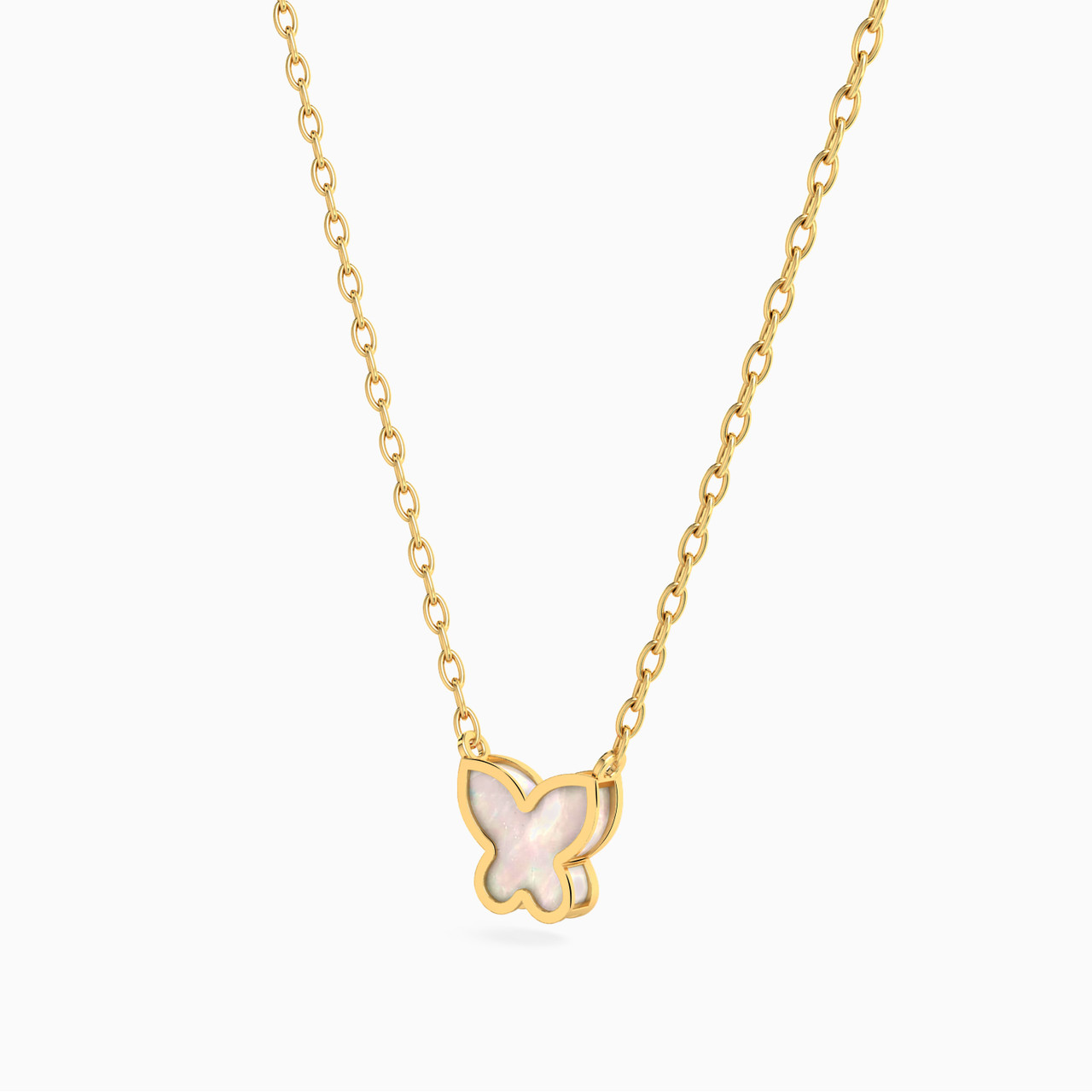 Kids 18K Gold Colored Stones Butterfly Pendant Necklace