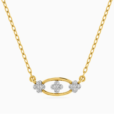 Oval Diamond Necklace in 18K Gold - 111402100014