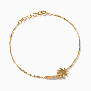 Palm Tree Cubic Zirconia Chain Bracelet in 18K Gold - 11010600039