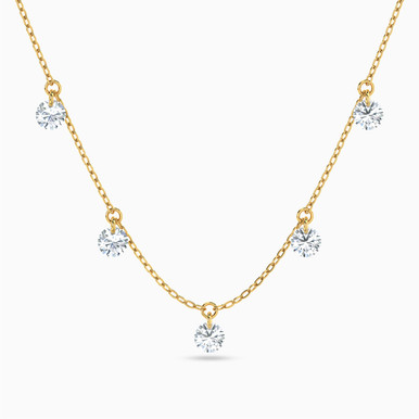 Circle Cubic Zirconia Necklace in 18K Gold - 111401100005