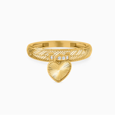 Heart Cubic Zirconia Ring in 21K Gold - 22002111103