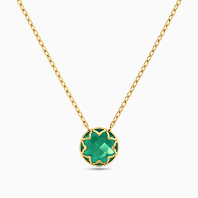 Circle Green Stones Necklace in 18K Gold - 111404120346 Circle Green Stones Necklace in 18K Gold - 111404120346