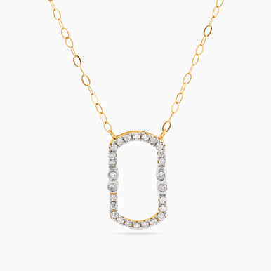 Rectangle Diamond Necklace in 18K Gold - LNE00020