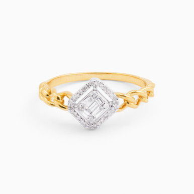 Square Diamond Ring in 18K Gold - 41209