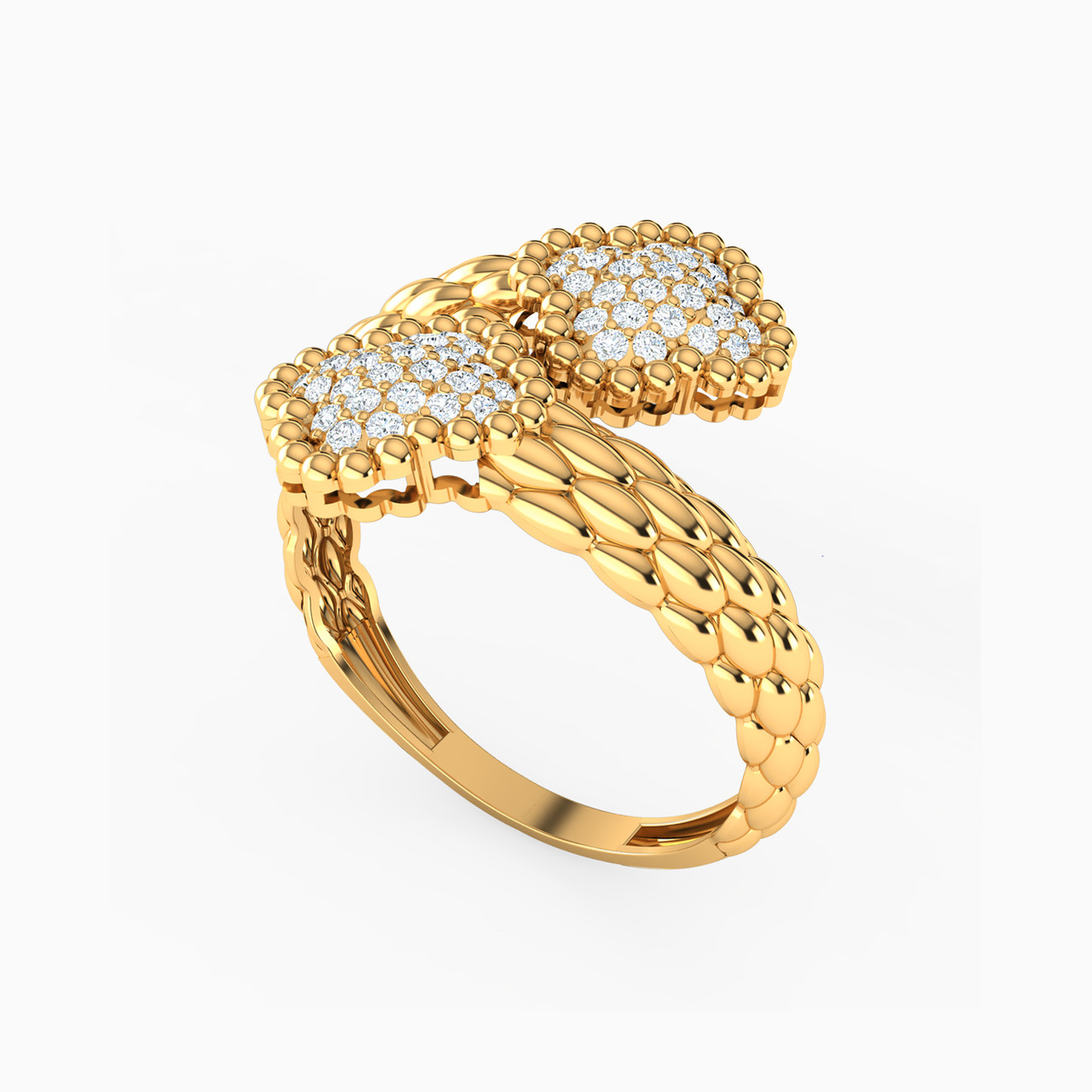 21K Gold Cubic Zirconia Two-headed Ring