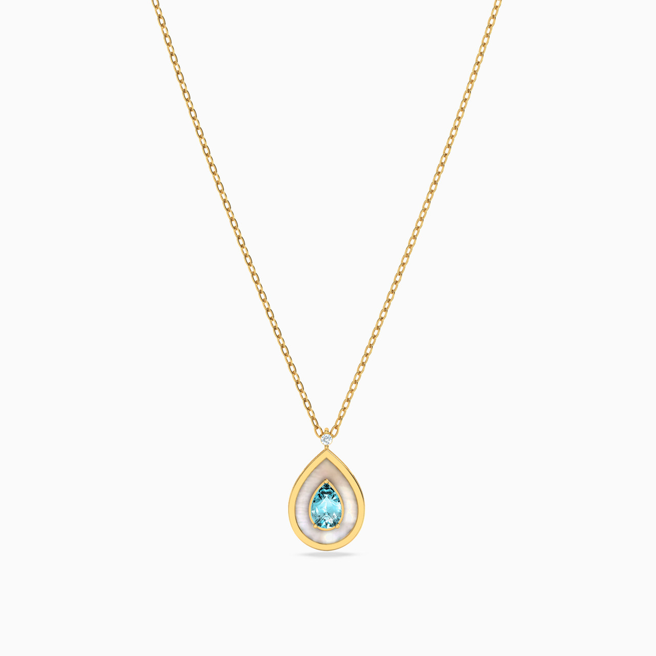 18K Gold Diamond & Colored Stones Pendant Necklace