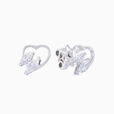 Kids Heart Diamond Stud Earrings in 18K Gold - LEA00020