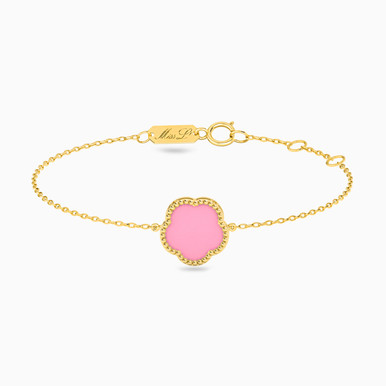 Flower Rose Stone Chain Bracelet in 18K Gold - 21047110175