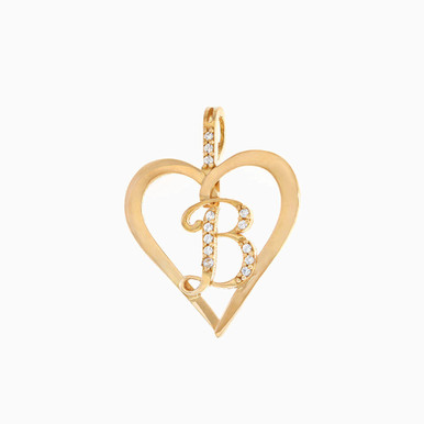 Letter B Cubic Zirconia Pendant in 21K Gold - 62004180018 Letter B Cubic Zirconia Pendant in 21K Gold - 62004180018