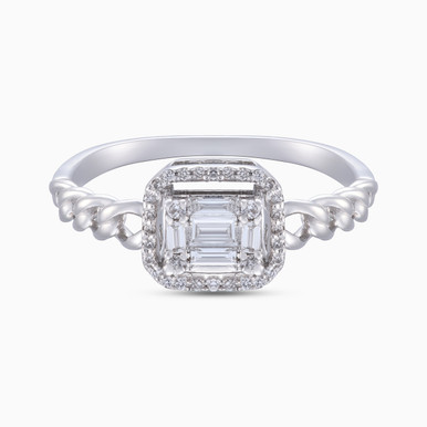 Square Diamond Ring in 18K Gold - 41203
