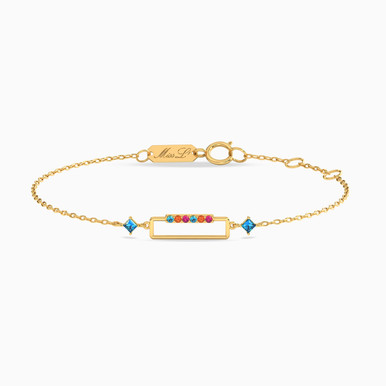 Rectangle Colored Stones Chain Bracelet in 18K Gold - 21047030079