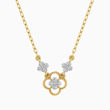 Flower Diamond Necklace in 18K Gold - 111402100013
