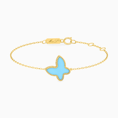 Butterfly Colored Stones Chain Bracelet in 18K Gold - 21047110181
