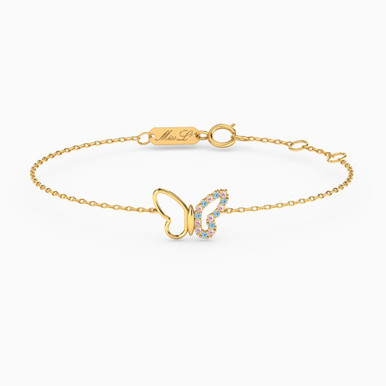 Butterfly Colored Stones Chain Bracelet in 18K Gold - 21047030068