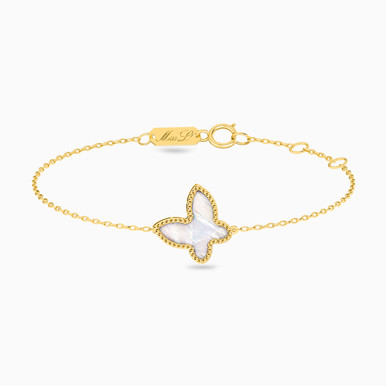 Butterfly Colored Stones Chain Bracelet in 18K Gold - 21047110177