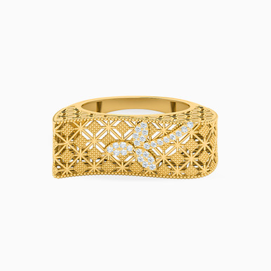 Leaf Cubic Zirconia Ring in 21K Gold - 22002111436