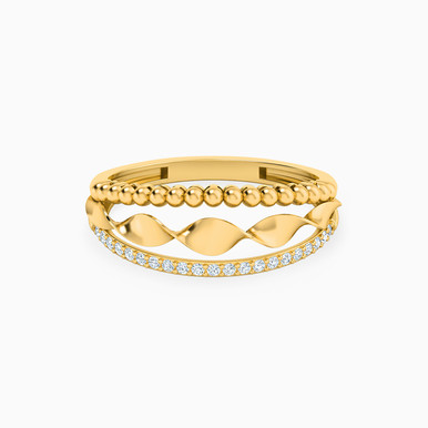 Twist Cubic Zirconia Ring in 21K Gold - 22002111343
