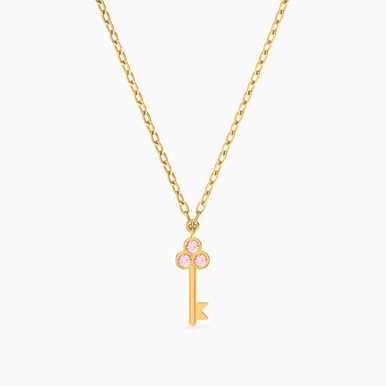 Key Rose Stone Necklace In 18K Gold - 21046140953