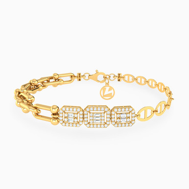 Links Cubic Zirconia Chain Bracelet in 18K Gold - 21010250094 Links Cubic Zirconia Chain Bracelet in 18K Gold - 21010250094
