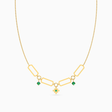 LINk Green Stones Necklace in 18K Gold - 111404120354