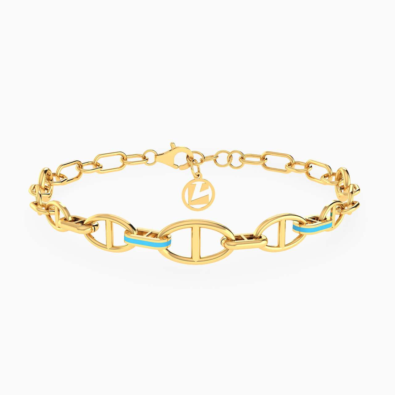 18K Gold Enamel Coated Chain Bracelet