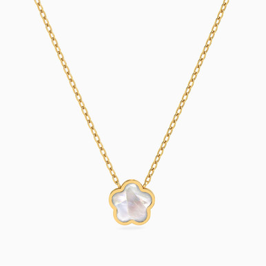 Kids Flower Pearls Necklace in 18K Gold - 21046110872