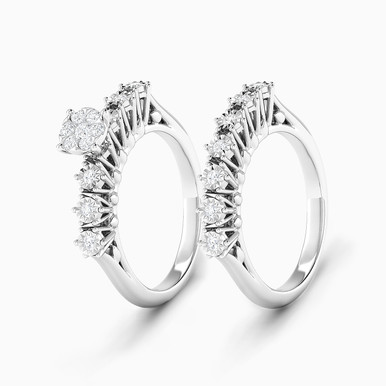 Circle Diamond Twin Rings in 18K Gold - RN128831W18DI1