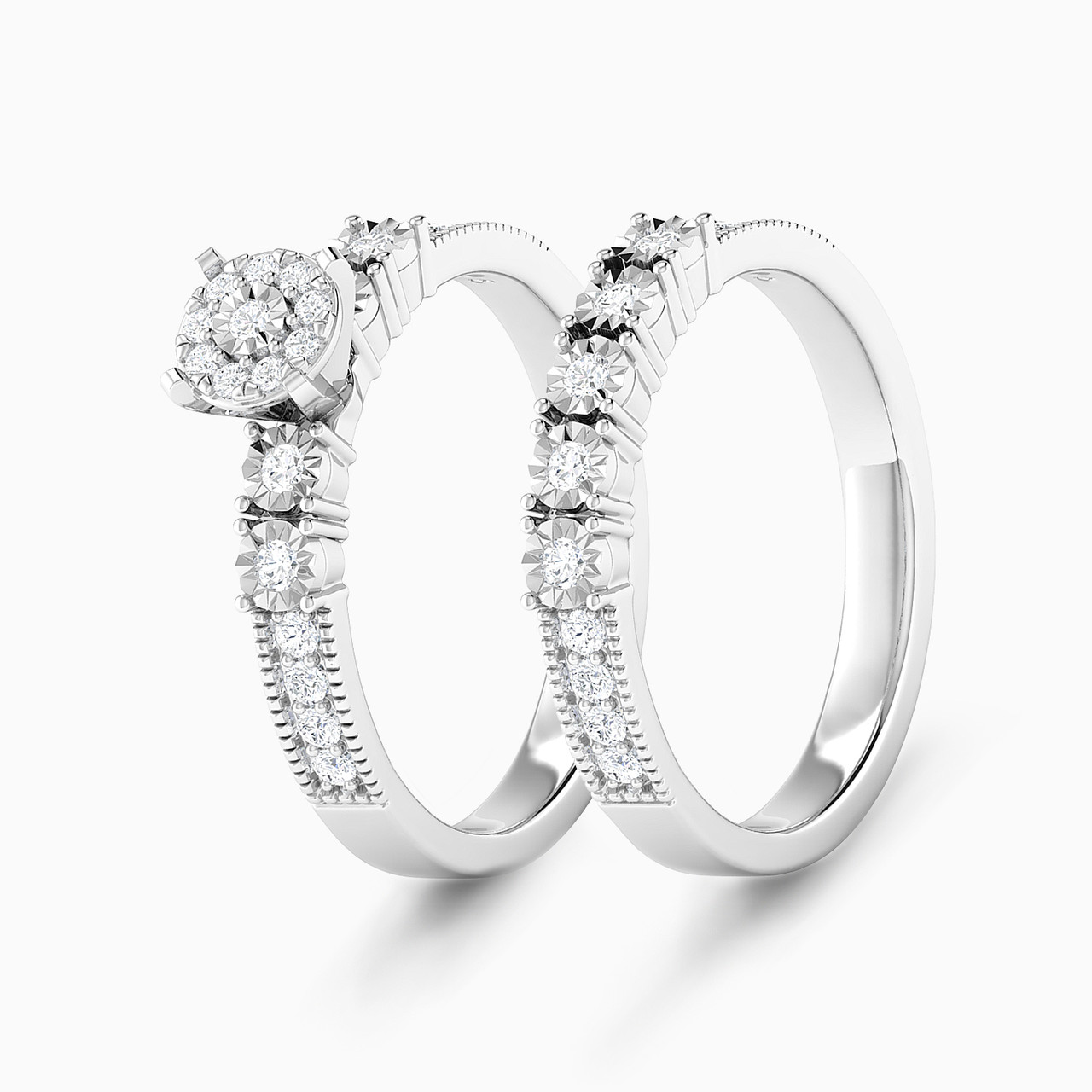 18K Gold Diamond Twin Rings